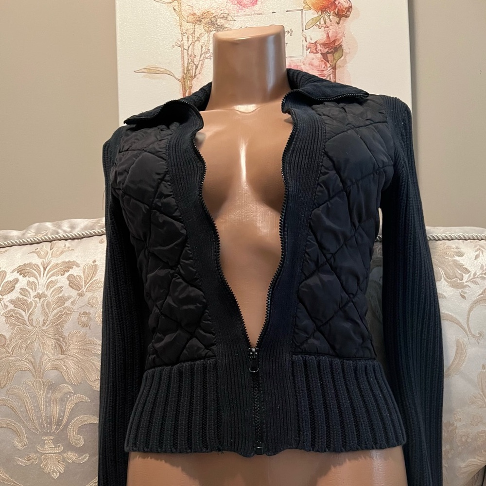 DKNY quilted ribbed zip-up sweater - jacket